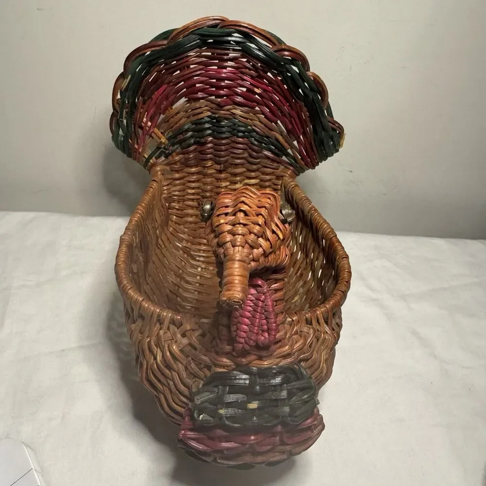 Ratan Wicker Turkey and Duck Baskets Vintage Tableware Decor Set  2 Thanksgiving